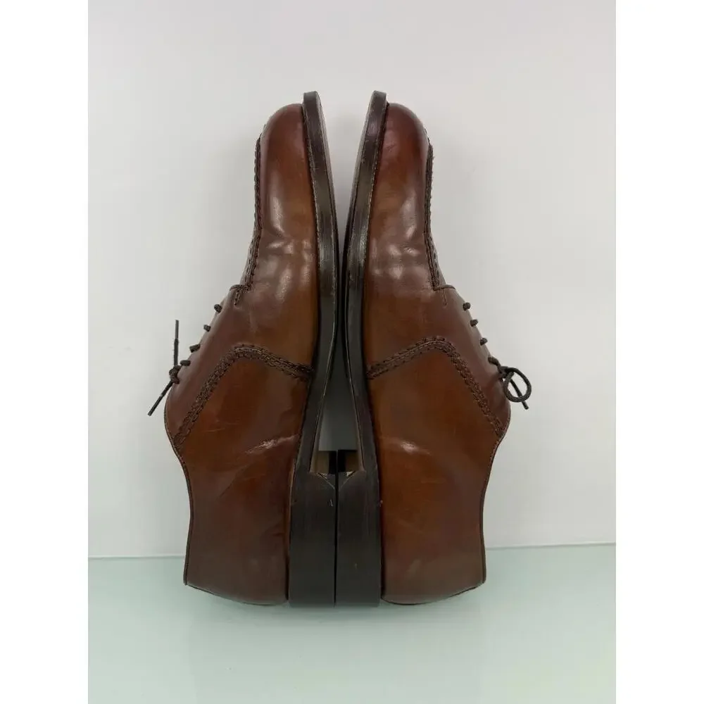 Antonio Uomo Firenze Brown Leather Apron Toe Derby Dress Shoes Men 10.5 Italy